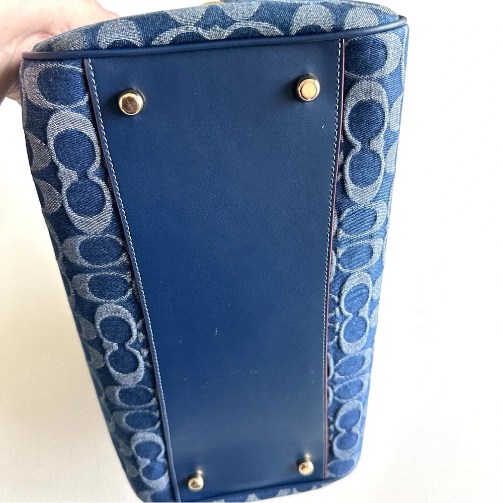 COACH Large Signature Denim Rowan Satchel - Picture 9 of 9